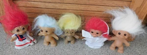 25-435 4 Vint 1960's Amber Mohair Wishnik Double Horseshoe Troll Dolls Uneeda - Picture 1 of 9
