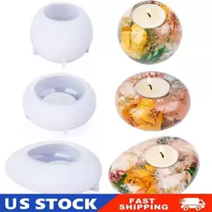 3Pcs Tea Light Candle Holder Silicone Epoxy Resin Molds for DIY Home Décor - Picture 1 of 7