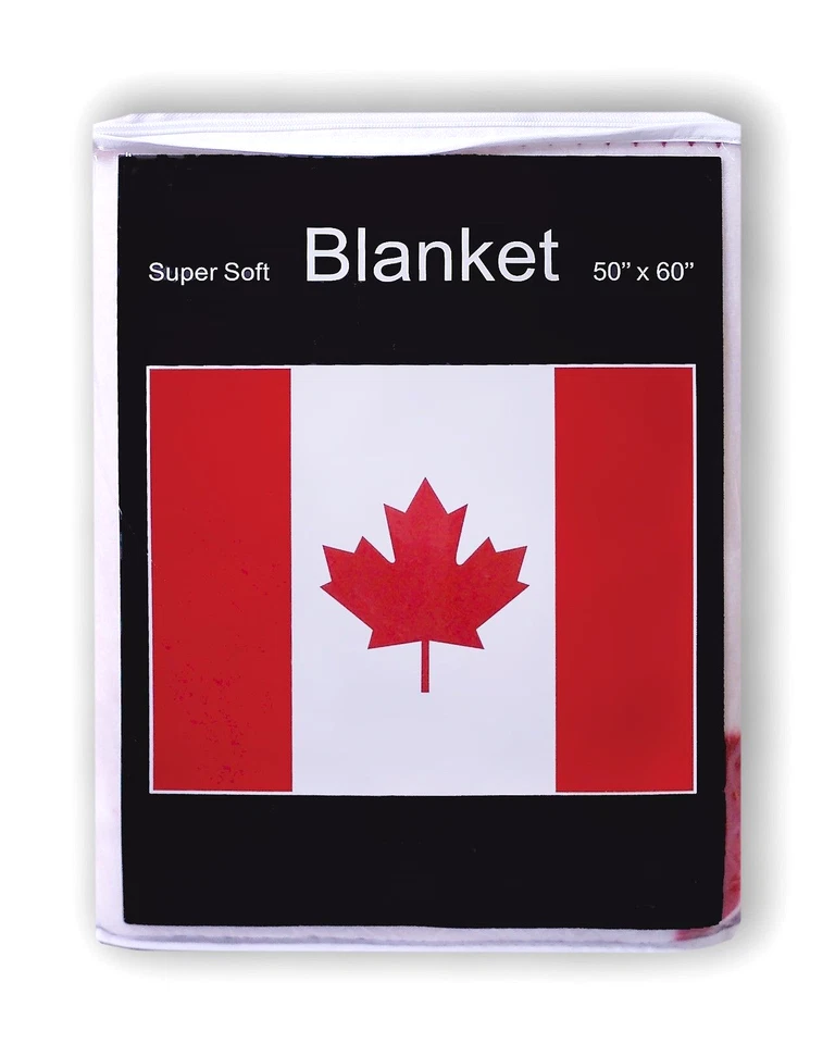 Canada Flag Fleece Blanket 50"x60" Canadian Travel Throw Cover NHL Maple Leaf - Image 1 of 1
