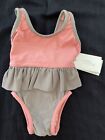 My Little Cosmo (Spain) NWT Coral/Taupe “Karen” Skirted Bathing Suit-6 Mos