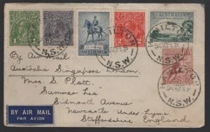 1935 Australia - Singapore - London Postal History AIR MAIL Cover to England - Picture 1 of 2