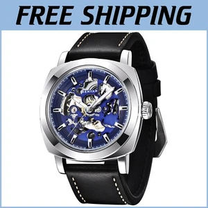 Stylische Benyar Herren Automatikuhr mit Skelett Zifferblatt & Echtlederarmband - Bild 1 von 12