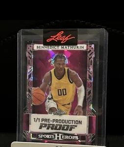 2024 Leaf Sports Heroes Bennedict Mathurin 1/1 Pre Production Proof Pacers SSP - Picture 1 of 2
