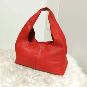 Bottega Veneta Cervo Intrecciato Hobo Red Leather Handbag Shoulder Bag - Picture 1 of 10