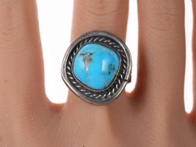 Anillo navajo vintage de plata y turquesa talla 10 Foto 1 de 4