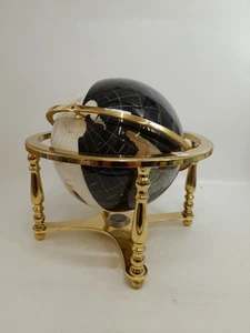 Edelstein Weltkugel schwarz Perlmutt Halbedelstein groß 14 Zoll - Bild 1 von 13