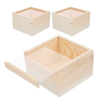  3 Pcs Small Storage Box with Lid Wood Jewelry Boxes for Women Container - Image 1 of 4