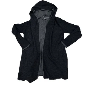 BNCI BY BLANC NOIR DAMEN KAPUZE SCHWARZ/GRAU OFFENE JACKE Wollmischung CARDIGAN XL - Bild 1 von 12