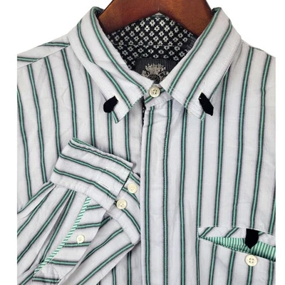 Camisa a Rayas English Laundry Etiqueta Negra Abotonada Para Hombre Grande Algodón Foto 1 de 4