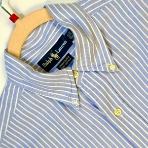 Ralph Lauren Yarmouth Blue & White Striped Men’s Shirt Size 16/34 Excellent - Picture 1 of 7