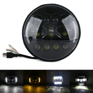Universal 7" Motorcycle  Halo Angel Eye Black Headlight LED Front Light Headlamp - Picture 1 of 12