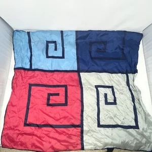 Vintage Givenchy 100% silk scarf geometric Blue Red Gray Rolled - Picture 1 of 8