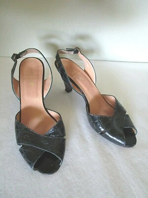 Vintage Ralph Lauren Genuine Alligator Criss Cross Peep Toe Slingbacks Size 6.5 - Image 1 of 4