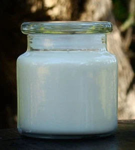WHITE COCONUT & MANDARIN 900g SOY CANDLE 150+hr GLASS SNUFFER LID + COTTON WICK - Picture 1 of 12