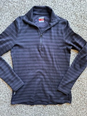 Suéter Pullover Icebreaker Merino 260 Púrpura Negro Rayas Pulgar 1/2 Cremallera M Foto 1 de 3