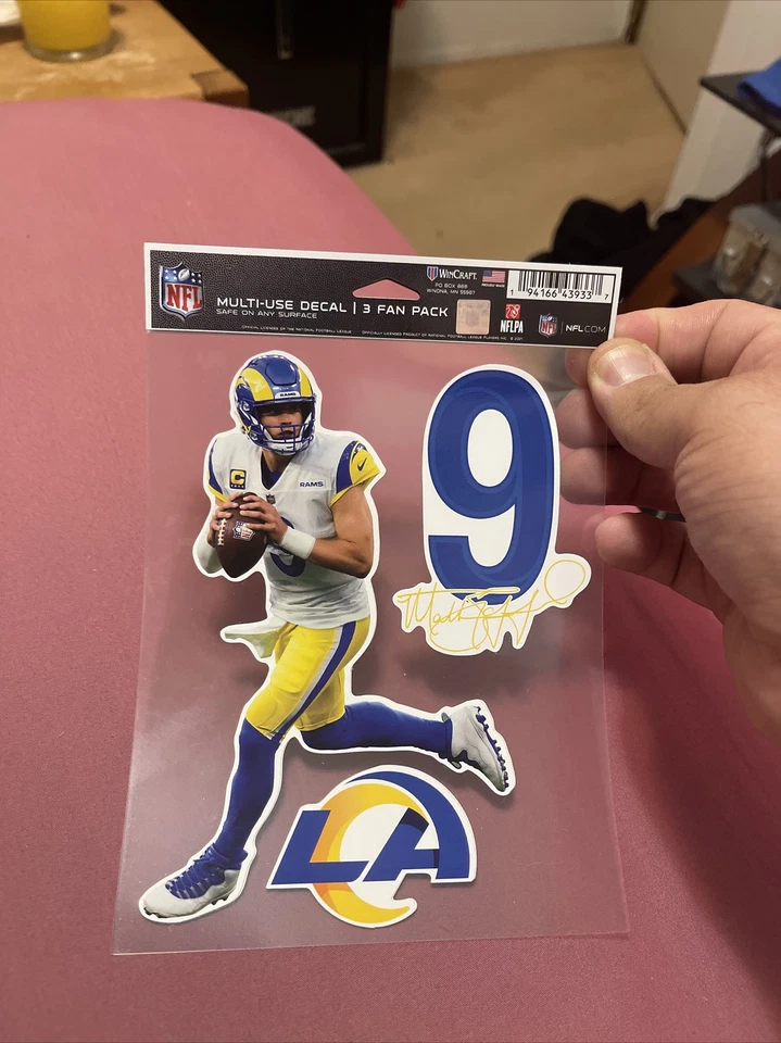 Paquete de 3 calcomanías de los Angeles Rams Matthew Stafford #9 NFL Foto 1 de 1