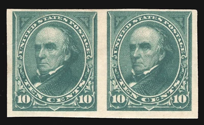 MOMEN: US STAMPS #258P5 IMPERF PAIR PROOF MINT OG H PF CERT LOT #80157 - Image 1 of 3