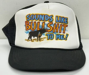 Vintage Sounds Like Bullshit To Me! Trucker SnapBack Hat Mesh Back Funny Dad Cap - Picture 1 of 17