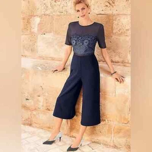 Kaleidoscope Women's Navy Lace Culotted Jumpsuit - Picture 1 of 1