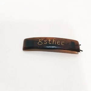 Vintage Barrette with the Name Esther 2" Brown Name Barrette Plastic - Picture 1 of 3