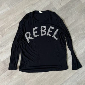 Diesel Black Beaded Long Sleeve T-Shirt Size 12Y Also S or M Women - Picture 1 of 6