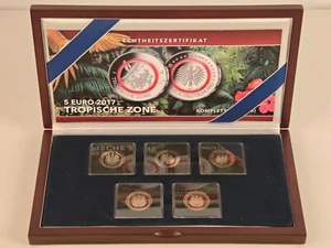 DEUTSCHLAND 2017 ADFGJ - Alle 5 x 5 Euro Polymerring in PP - TROPISCHE ZONE. A34 - Bild 1 von 6