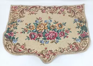 VTG Tapestry Table Dresser Doily Floral Beige Pink Blue Green 13.25"x14" #D23 - Picture 1 of 6