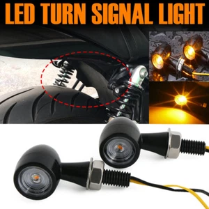 2 un. Mini intermitente de luz de giro LED negro para motocicleta para Bobber Cafe Racer - Imagen 1 de 12