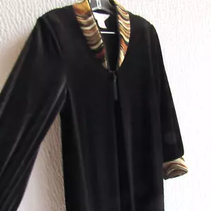 Diamond Tea Women’s Luxury S Robe Black Velvet Copper Gold Collar Cuffs $235 - Picture 1 of 23