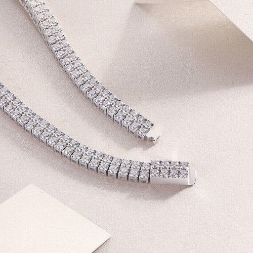 VALENTINO Bracciale Catena Tennis MOISSANITE 2mm Charm Regalo Natale Argento 925 Massiccio