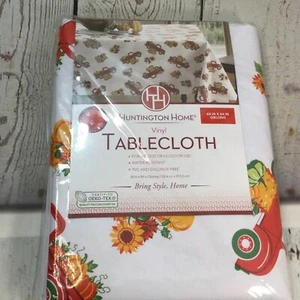 Fall Red Pickup Truck Harvest Time 60" x 84" Vinyl Tablecloth oblong - Picture 1 of 4