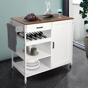 ACA Rolling Kitchen Island Cart Mobile Serving Trolley Cart Drawers Towel Rack - Picture 1 of 14