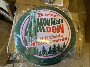Mountain Dew Domed Tin Sign Bottle Yahooo! It'll Tickle Yore Innards! MTN 15”