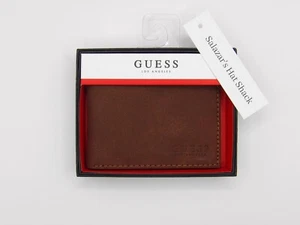 Cartera de cuero marrón plegable GUESS para hombre - Imagen 1 de 5