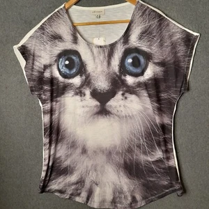 New AUTOGRAPH Womens T Shirt top blouse Size 16 sleeveless cat print casual soft - Picture 1 of 19