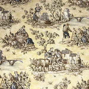 Waverly Decor Fabric La Dolce Vita Buttercream Toile Upholstery by the Yard - Picture 1 of 4