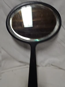 Vintage Hand Held 8.5” Wooden Oval Mirror with Beveled Glass Distressed - Picture 1 of 19