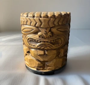 Vintage Mid Century Brown Tiki Salt Pepper Shaker Set Aloha Hawaii Luau - Picture 1 of 7