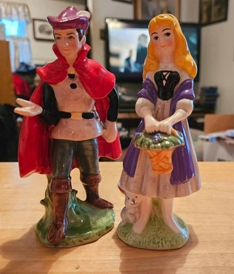 Vintage Disney Japan Sleeping Beauty & Prince Phillip Ceramic Figurines - Image 1 of 4