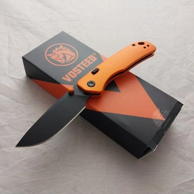 Vosteed Marten Top Linerlock Orange Aluminum Folding 154CM Pocket Knife A1606 - Image 1 of 4
