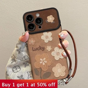 For Apple iPhone 17 Air 17 Pro Max 16 15 14 13 12 11 Phone Cover Flower Lanyard - Picture 1 of 14