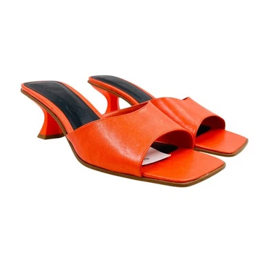 Mango Naranja Mujeres Tacones De Cuero Sandalias Talla EUR 39 UK 6 US 8.5 - Imagen 1 de 4