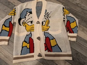 Donald Duck Chunky Knit Cardigan Ladies Oversized Style 14/16 With Chunky Button - Picture 1 of 11
