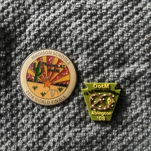Odyssey of the Mind 2008 Team Pins- Abington, PA & Madison Schools, Phoenix, AZ - Picture 1 of 3