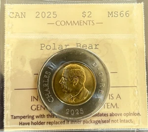 Canada - 2 Dollars - 2025 - Polar Bear - ICCS Certified - MS-66 - Type A - Picture 1 of 3