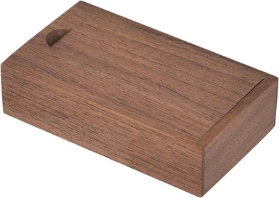 Caja de madera rectangular pequeña de piedra de fuego de 1 pieza con tapa deslizante, contiene madera natural Foto 1 de 4