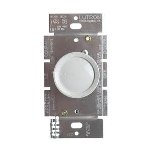 HUBBELL TRADESELECT RD600RW ON/OFF ROTARY DIMMER, 1-POLE, 120V, 600W, WHITE - Picture 1 of 4
