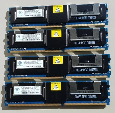 Lot of 4x Nanya NT2GT72U8PD1BD-3C 2GB DDR2 ECC PC2-5300F Memory (8GB Lot) - Image 1 of 2