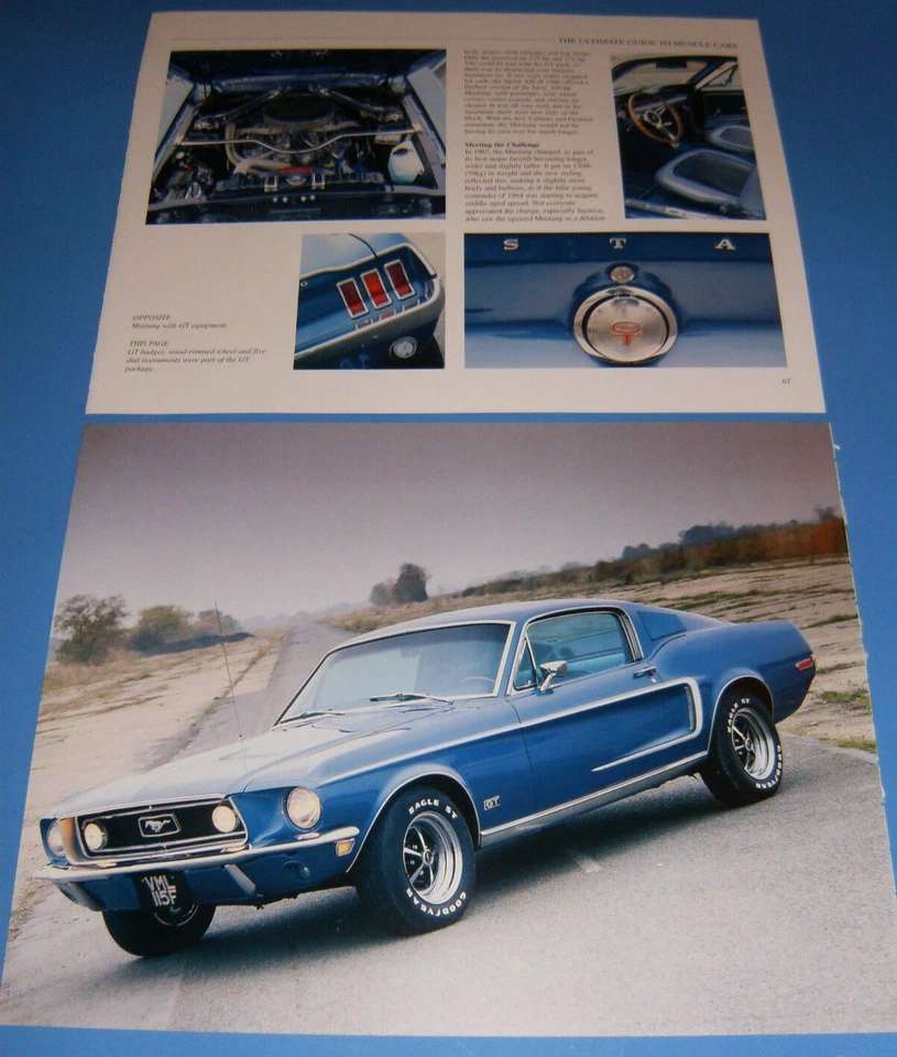 Ford Mustang GT 1968 lote de fotos/póster 68 67 289 428 CJ Fastback Pony Foto 1 de 1