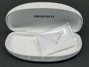 EMILIO PUCCI Eyeglass Sunglasses Felt Lined Hard Storage White Case & Cloth NEW - Picture 1 of 4